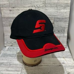 Snap on red black embroidered baseball cap hat